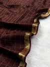 Pure viscous chinon silk with zari checks