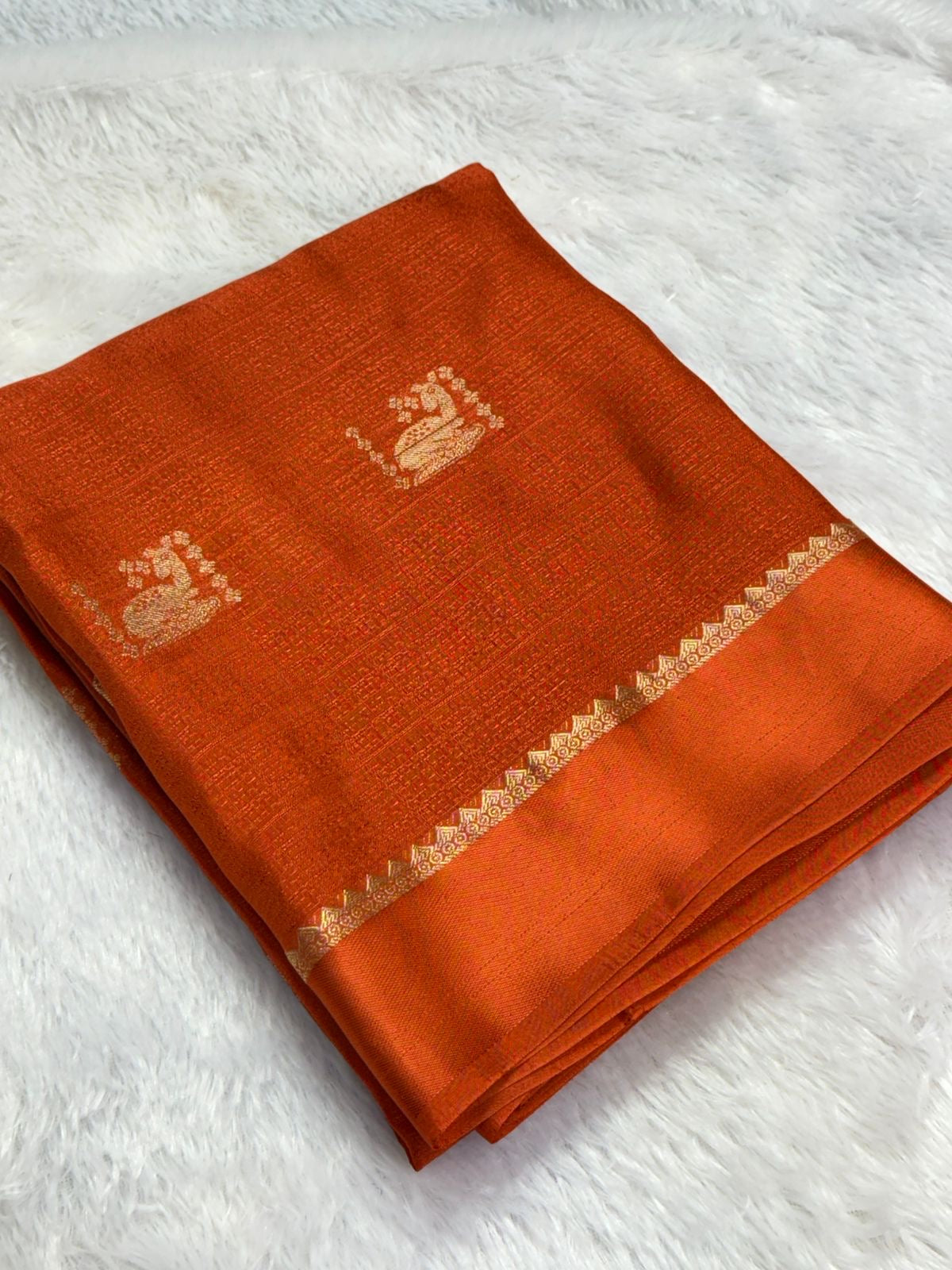 Beautiful khadi viscous silk - deer design