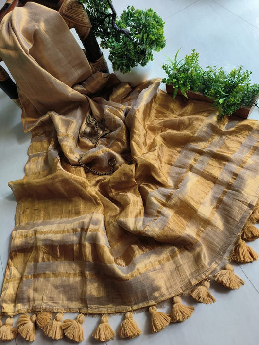 Mul cotton tissue Golden saree