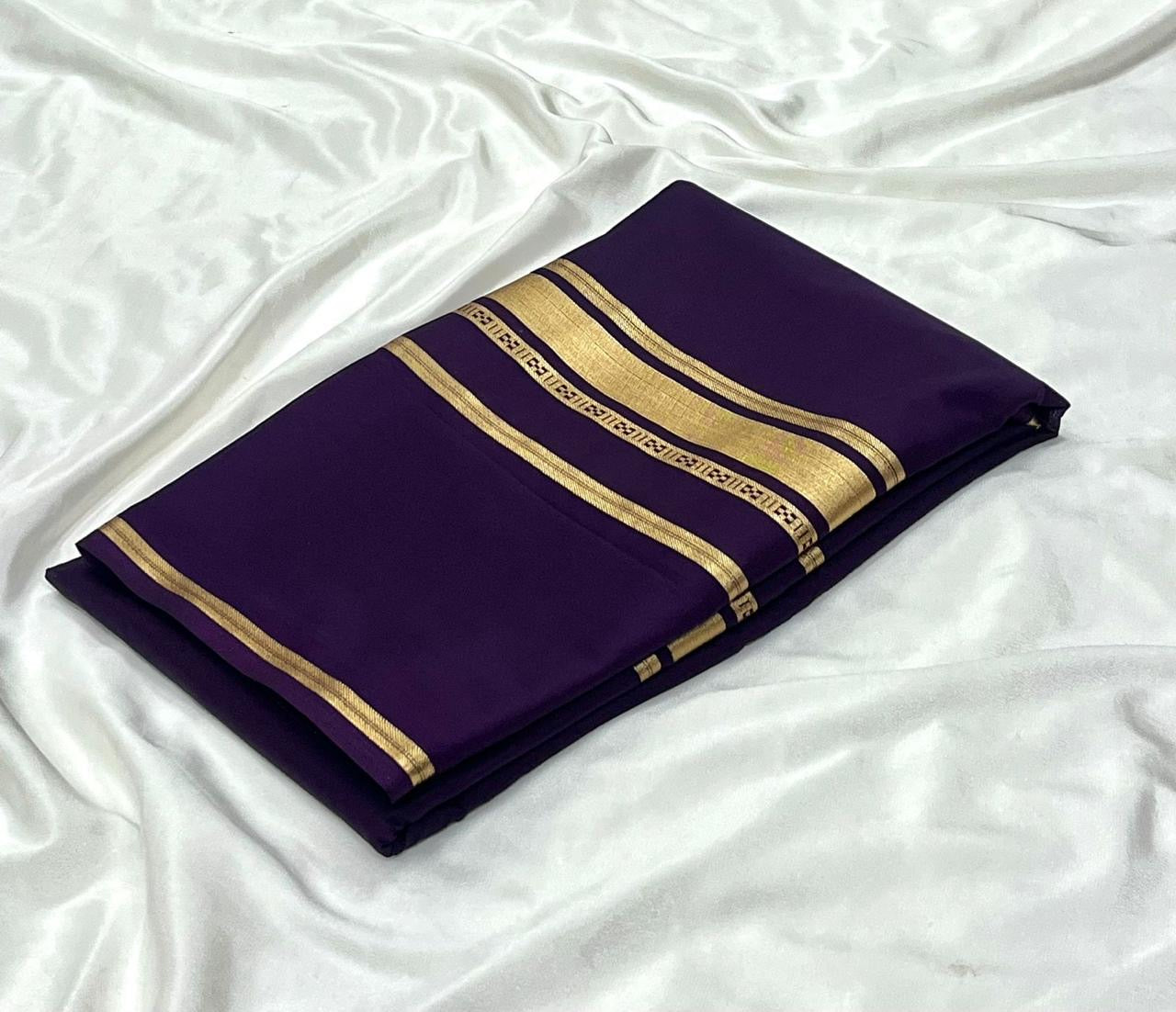 Soft semi Mysore crepe silk sarees with zari stripe broad border (Tani Malayali inspired)