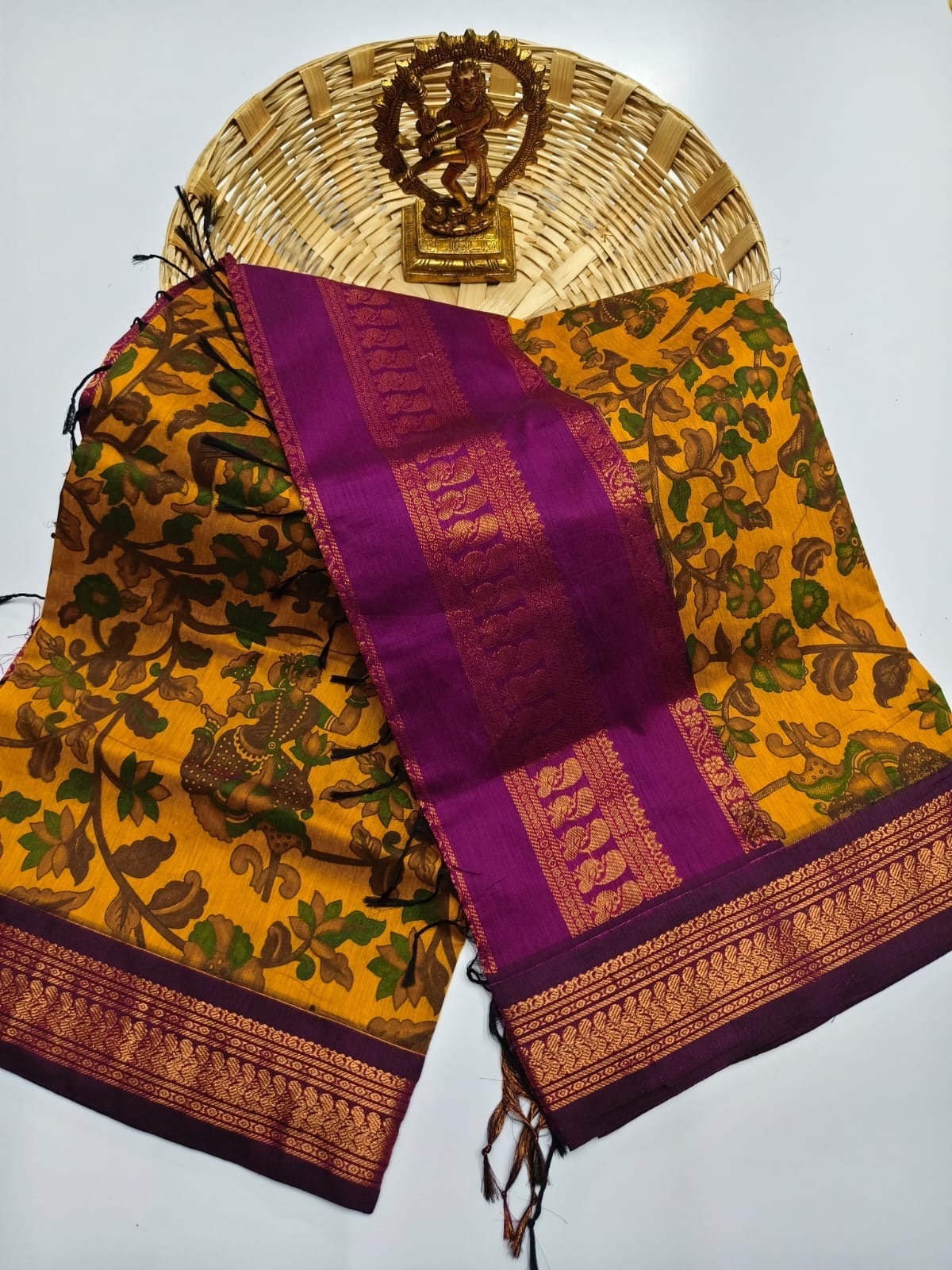 Premium silk cotton saree with kalamkari prints