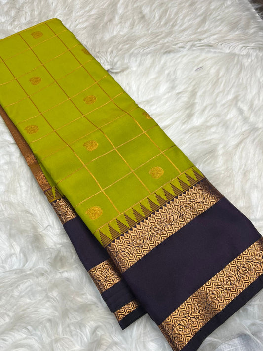 Semi kanchi silk - Lime green