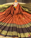 Beautiful rust orange semi silk saree