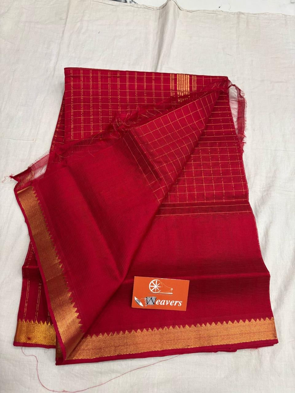 Beautiful Mangalagiri Silk cotton saree with zari checks