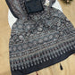 Beautiful semi crepe silk saree with ajrakh prints and mirror work