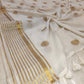 Pure authentic mul cotton saree with zari stripes border and polka body - without blouse