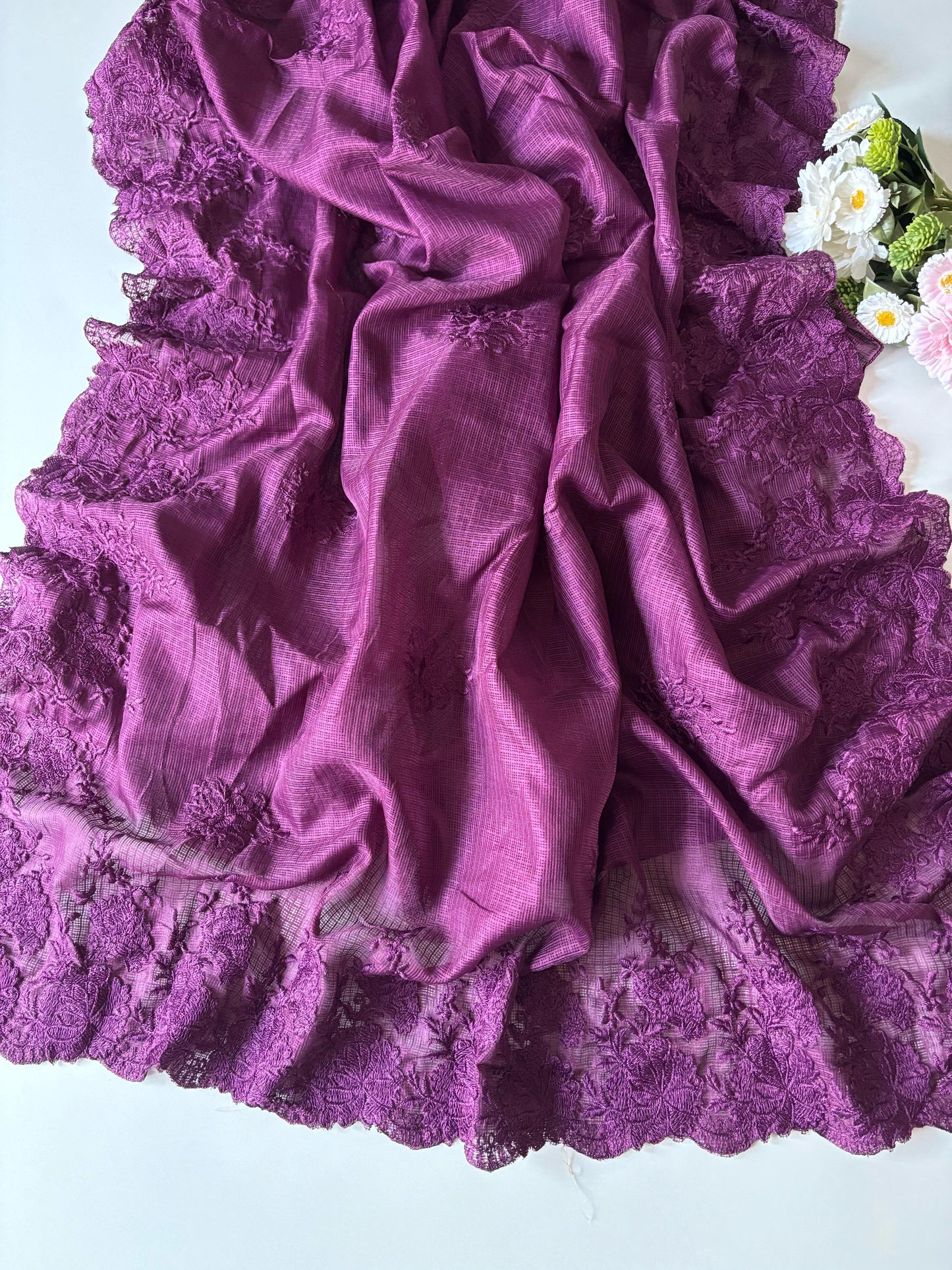 Premium Kota checks saree with embroidery