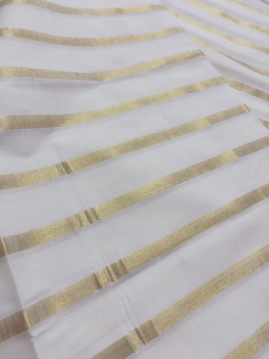 Kerala cotton saree with stripes