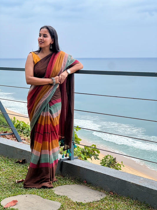 Mul Cotton saree with tassels - BBY