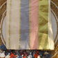 Pure mul cotton saree with pastel pink and dusty blue border