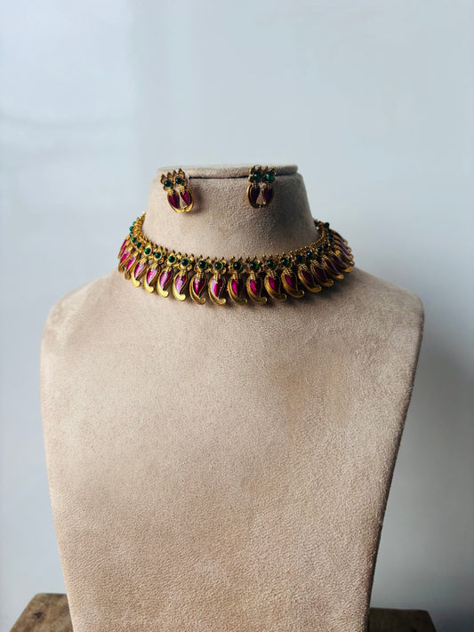 Beautiful mango palakka necklace- purple