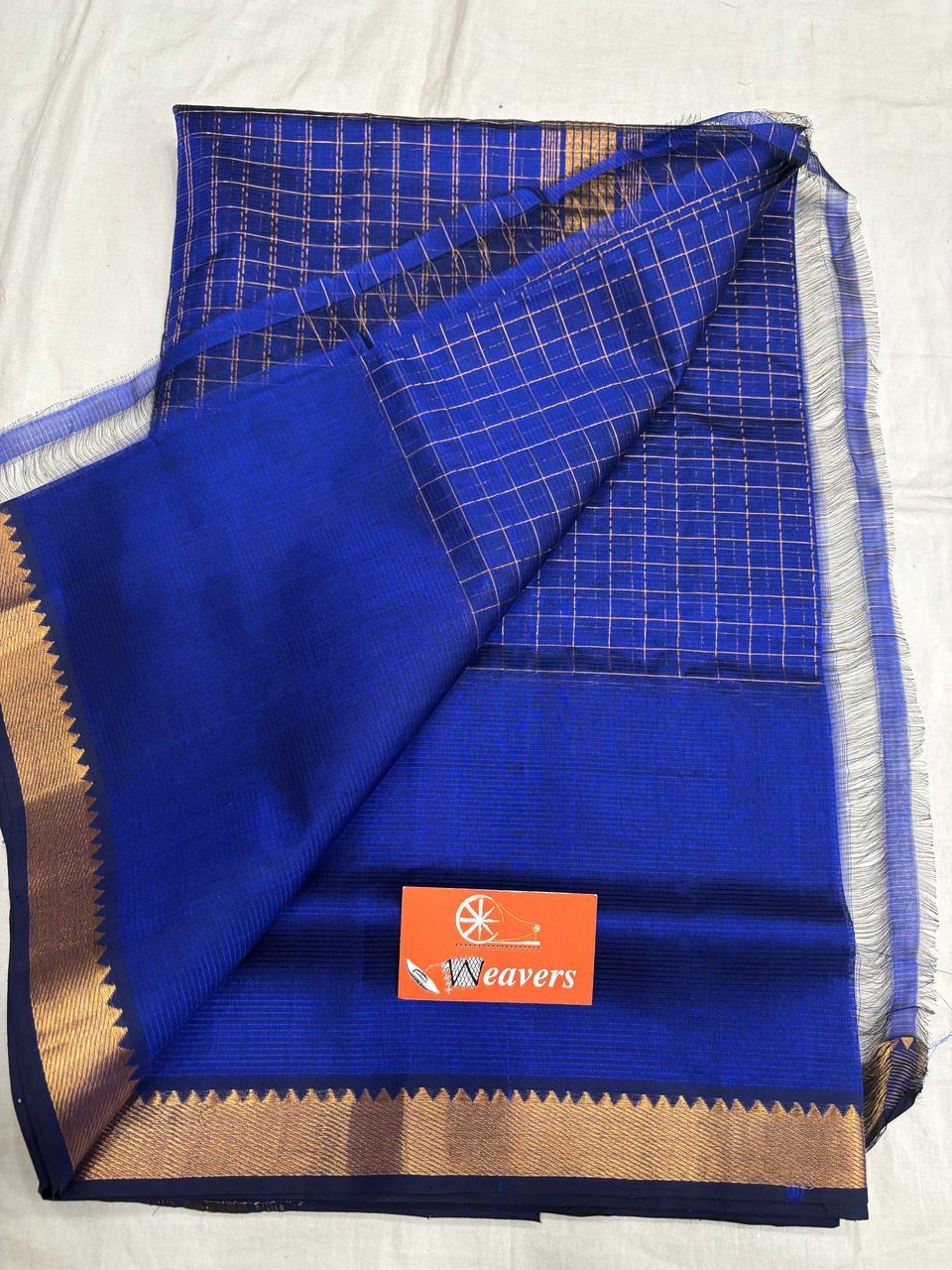 Beautiful Mangalagiri Silk cotton saree with zari checks