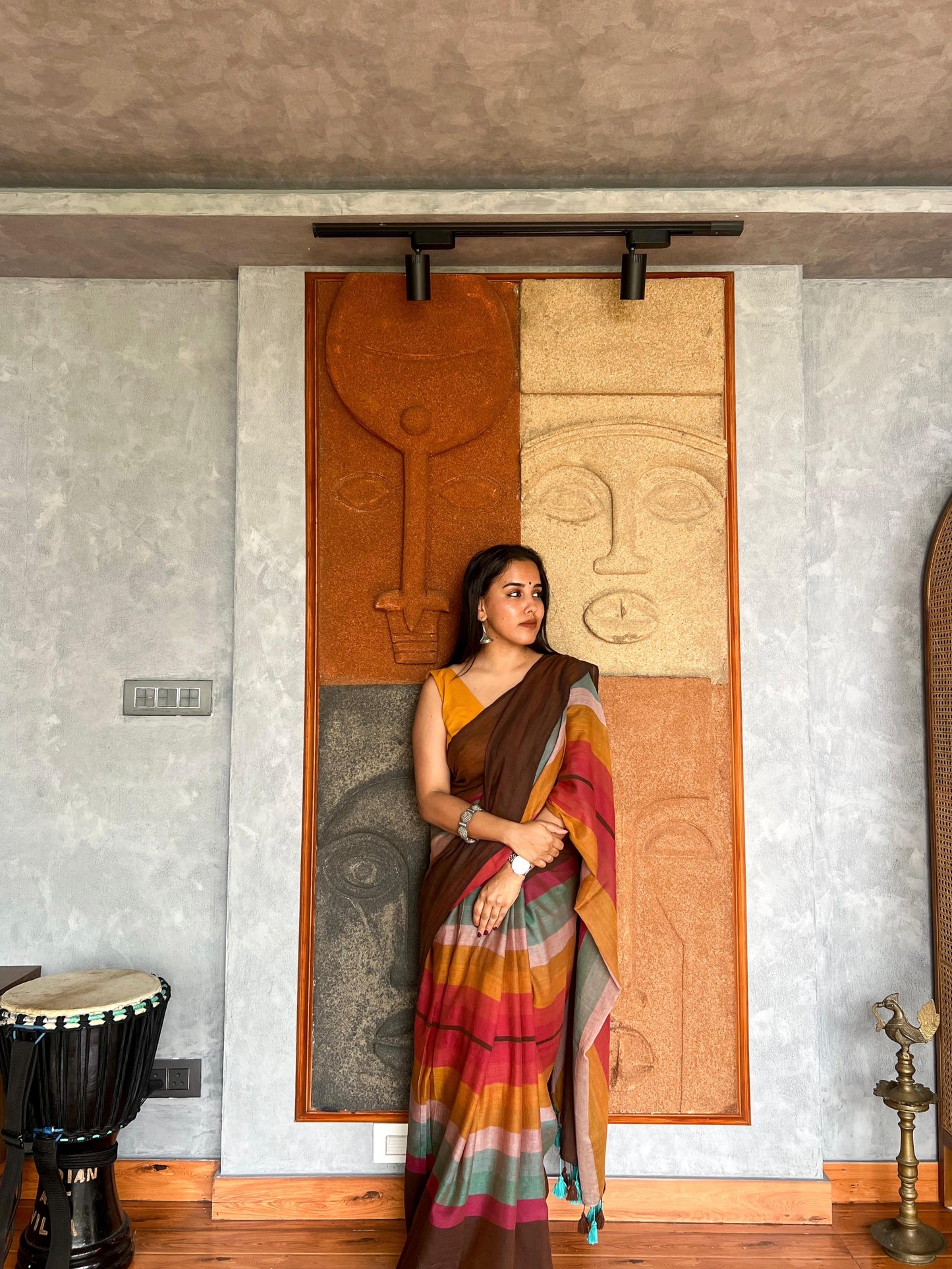 Mul Cotton saree with tassels - BBY