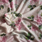 Rose printed soft mul organza saree with handwork