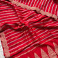 Pure banarasi munga silk saree with zari stripes and scalloped border