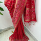 Banarasi semi Katan georgette saree with bandhini prints