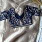 Organza handwork saree - Navy blue blouse (Prebooking)