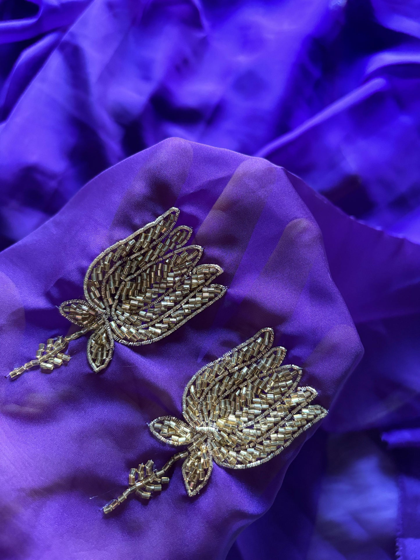 Mrunal Thakur inspired purple handwork organza saree
