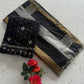 Beautiful viscose organza saree with khatli handwork and scalloped border