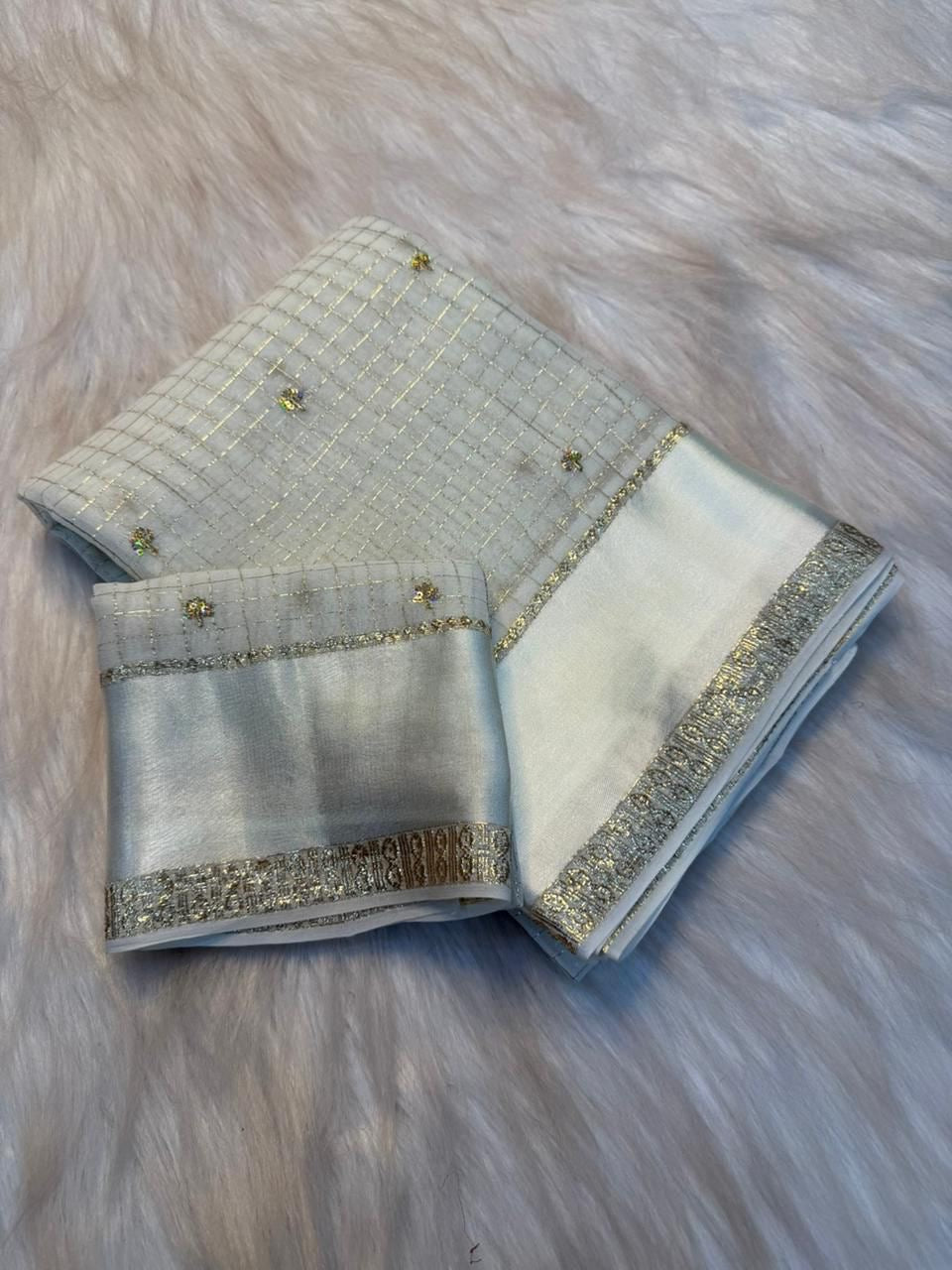 Beautiful viscose georgette saree with sequins butti