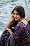 Handblock printed Chanderi silk cotton saree