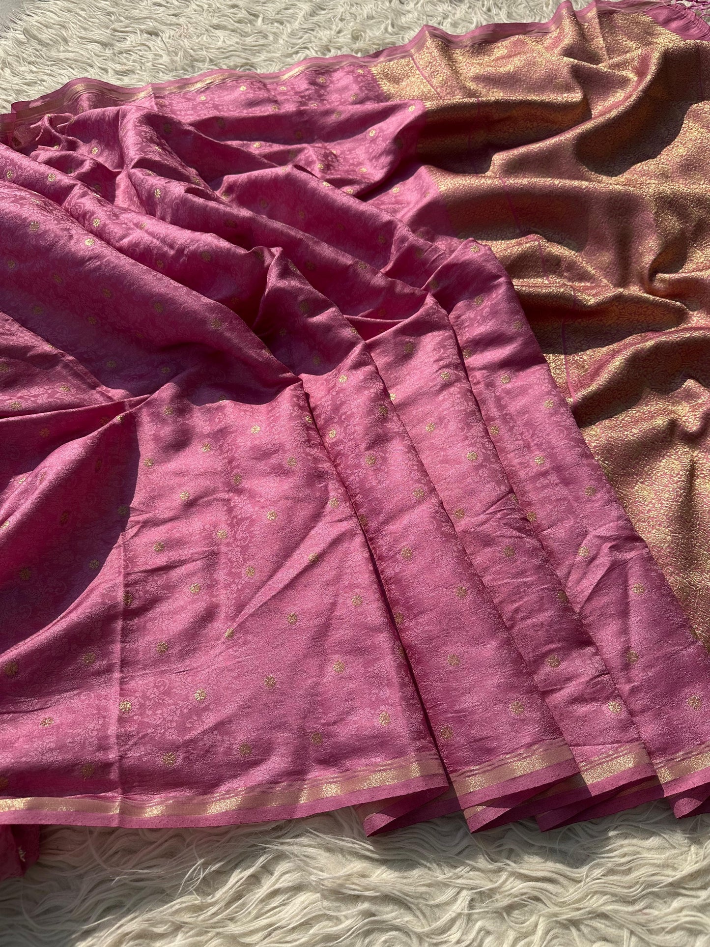 Banarasi semi katan silk with buttas