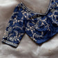 Organza handwork saree - Navy blue blouse (Prebooking)