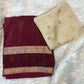 Beautiful soft viscous crape silk saree with double zari jacquard border and dola silk blouse piece