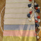 Pure mul cotton saree with pastel pink and dusty blue border