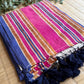 Pure and authentic mul cotton saree with broad kanchi weaved border - blue pink