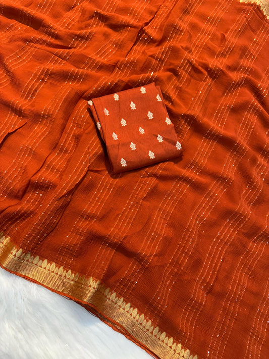 Soft viscous chinon saree with blouse piece