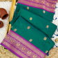 Beautiful semi kanjivaram soft silk woven saree - peacock blue and violet
