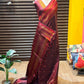 Soft semi silk saree with chakra buttis - maroon