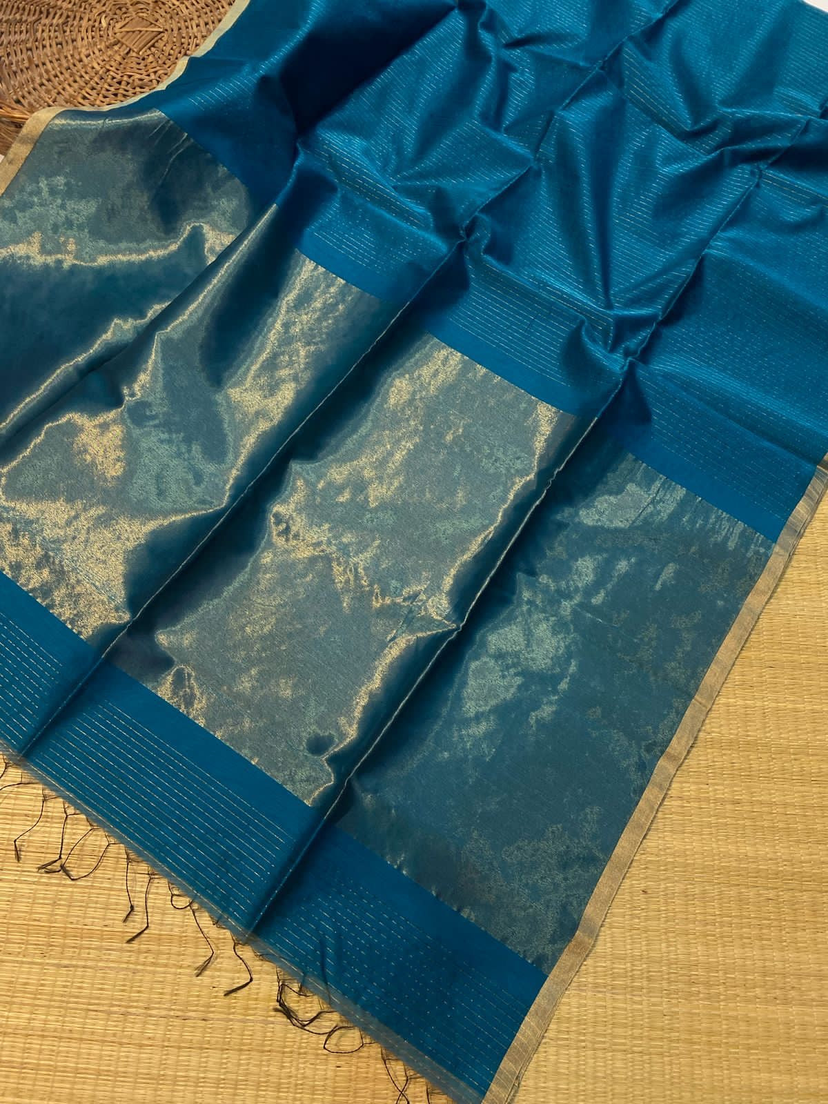 Pure Maheshwari silk cotton saree - small border zari stripes
