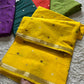 Premium semi crape Banarasi silk saree with small buttis and border