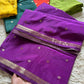 Premium semi crape Banarasi silk saree with small buttis and border