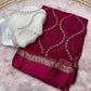 Viscous georgette saree with satin border and sequins embroidery