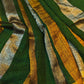 Linen sarees with gold silver zari stripes all over!