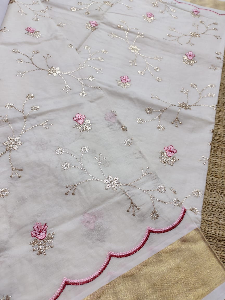 Kerala cotton saree - Embroidered