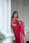 Anumol- Beautiful Soft Narayanpet saree - Rani pink