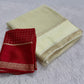 Soft viscous georgette saree with checks and satin border