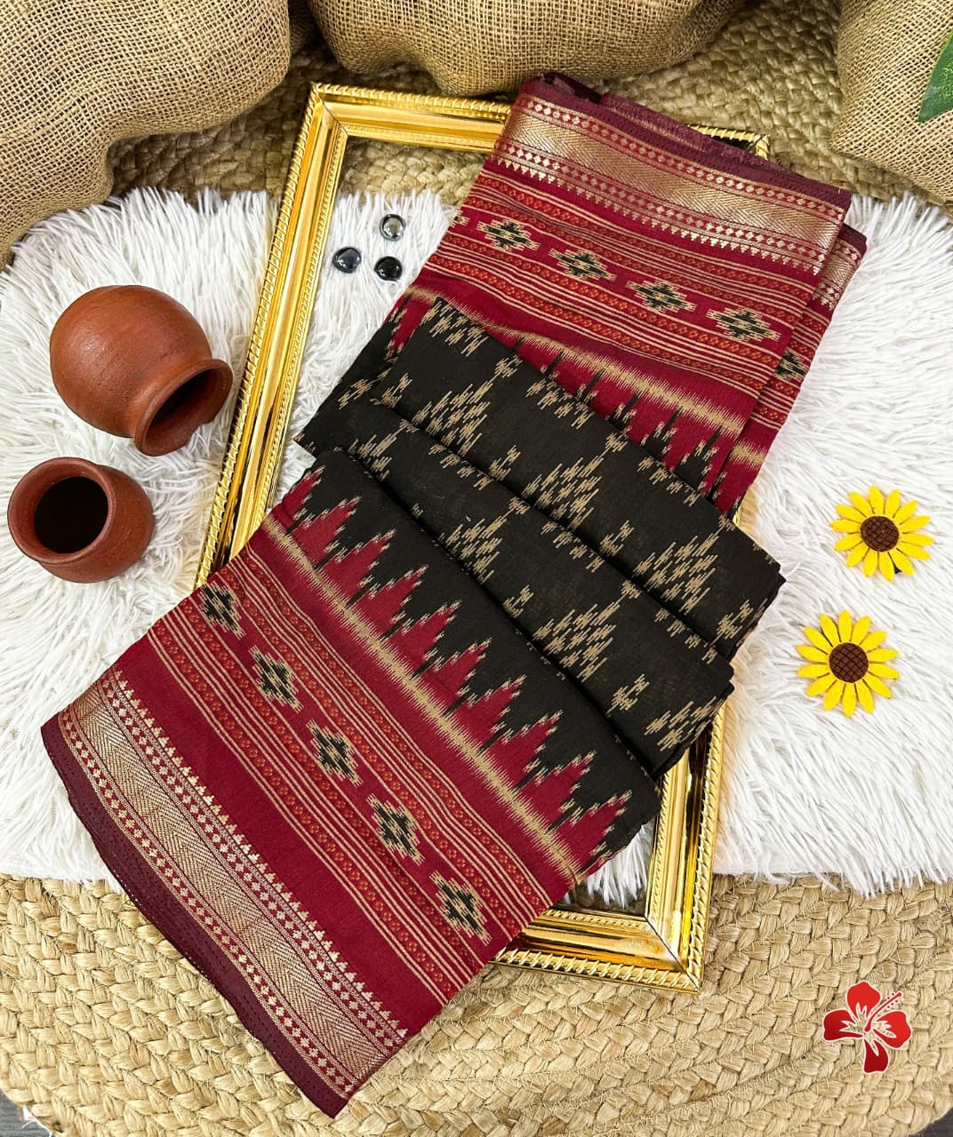 Soft ikkat printed mix cotton sarees