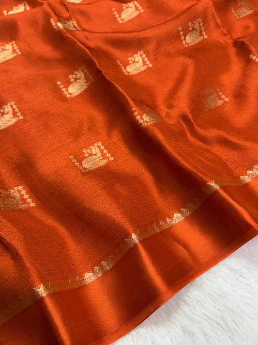 Beautiful khadi viscous silk - deer design