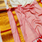 Soft Mul cotton saree - Red pallu