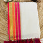 Pure and authentic mul cotton saree with multicolor zari border and beautiful tassels