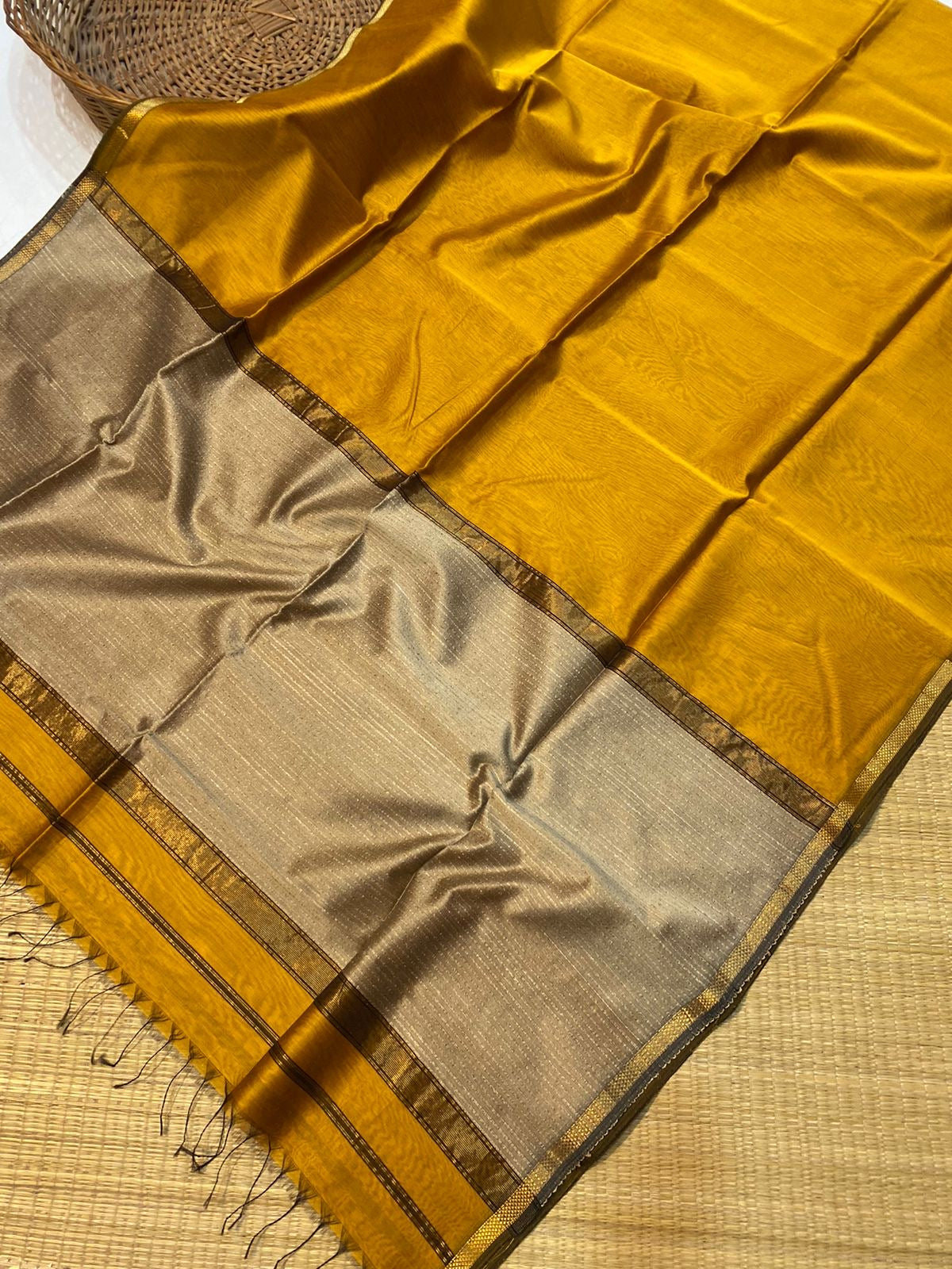 Pure Maheshwari Silk cotton with small border