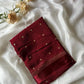 Viscous georgette with satin borders and round sequins buttas