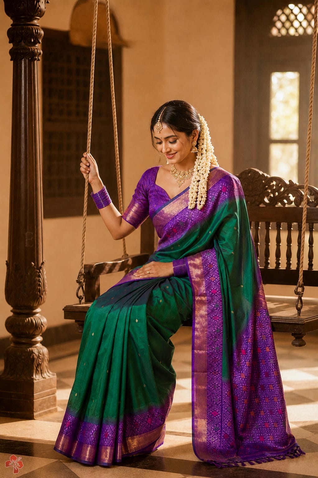 Beautiful semi silk saree with pochampally border