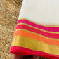 Pure and authentic mul cotton saree with multicolor zari border and beautiful tassels