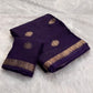 Beautiful viscous russian silk saree with self design and small zari border - mandala design